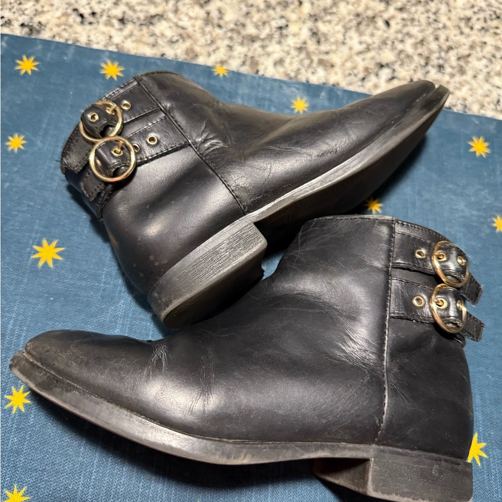 Zara Black Kids Boots with Gold Buckles